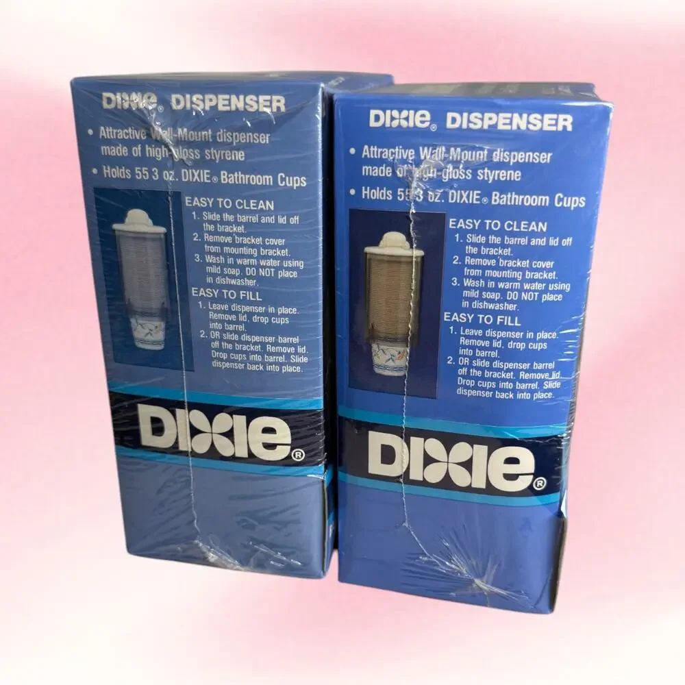Vintage 1988 Dixie Bathroom Cup Dispenser Lot 2 NOS Sealed Marble Ivory